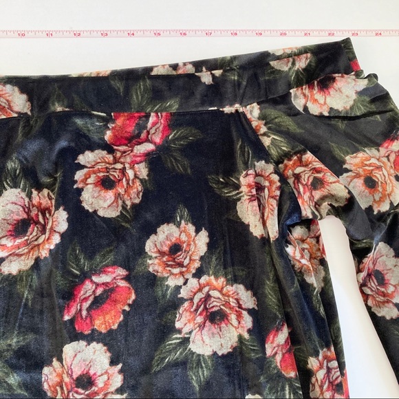 Torrid Velvet Off Shoulder Floral Bell Sleeve Top - Picture 6 of 10